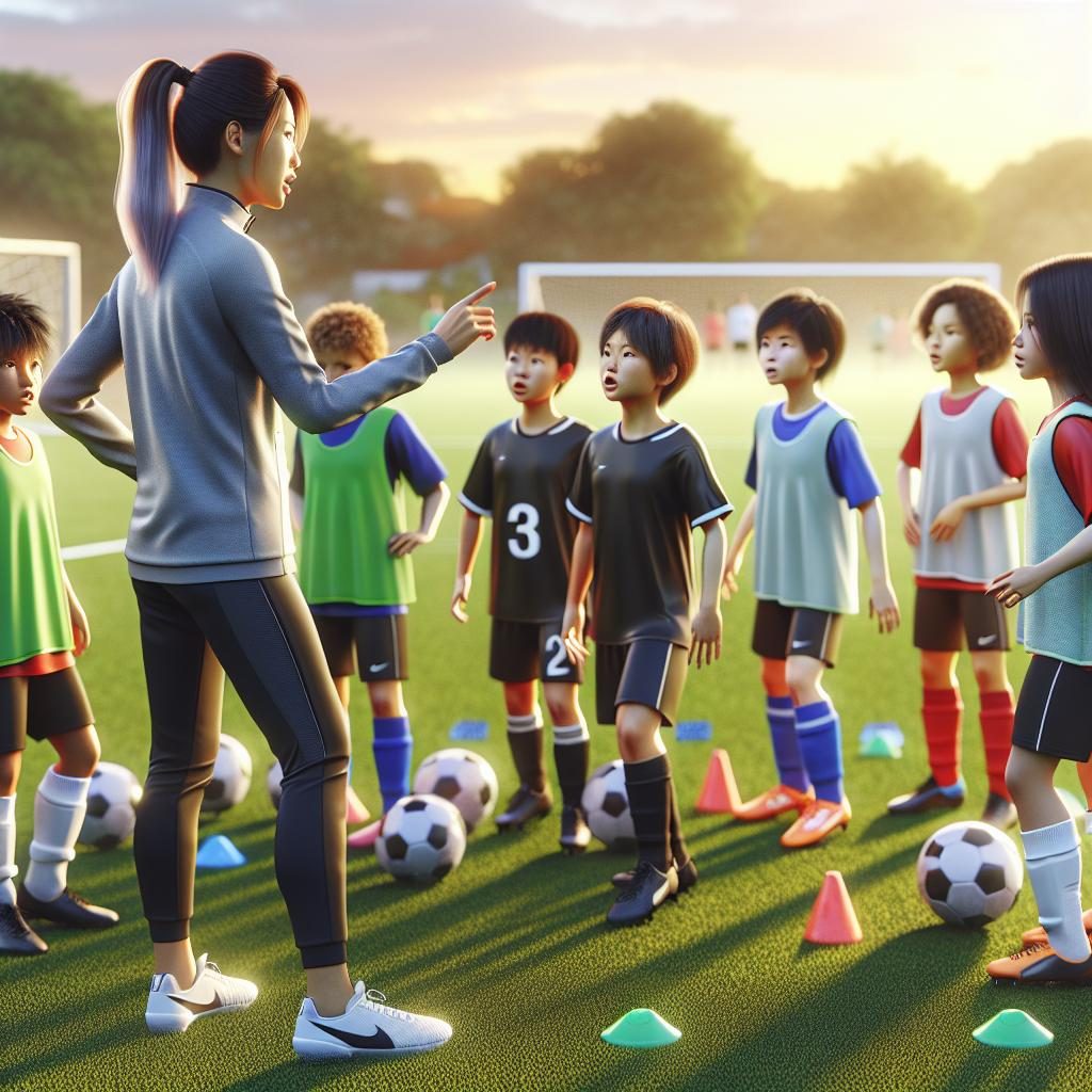 Soccer coach at training.