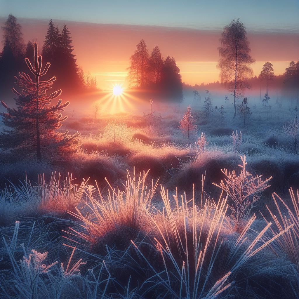 Frosty morning sunrise.