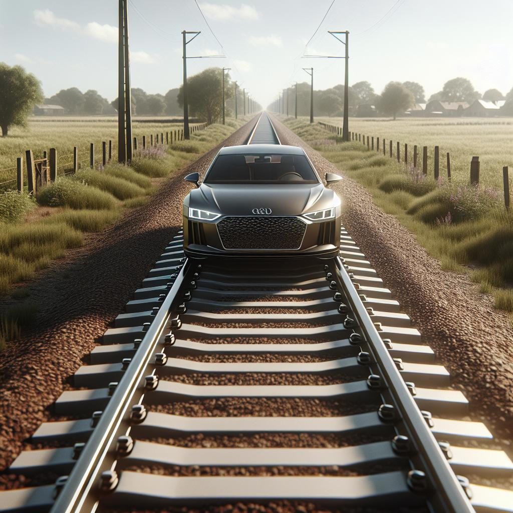 Car on Train Tracks