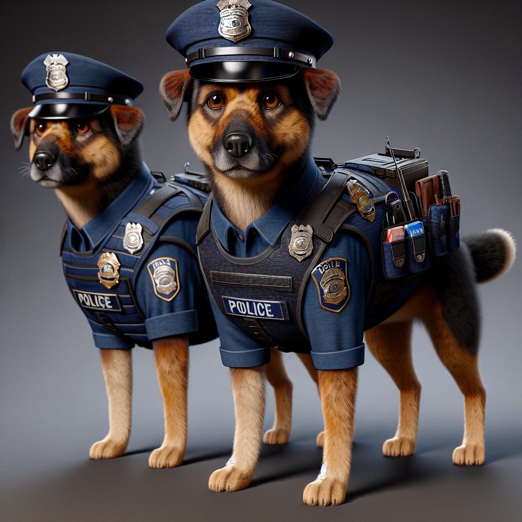 Dog in police uniform