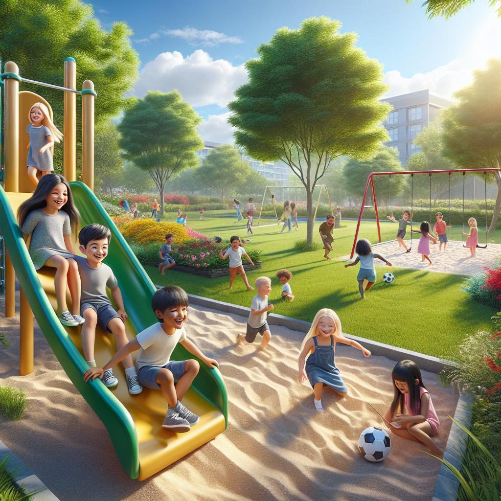 Children playing in park.