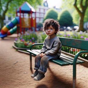 Neglected child at park.