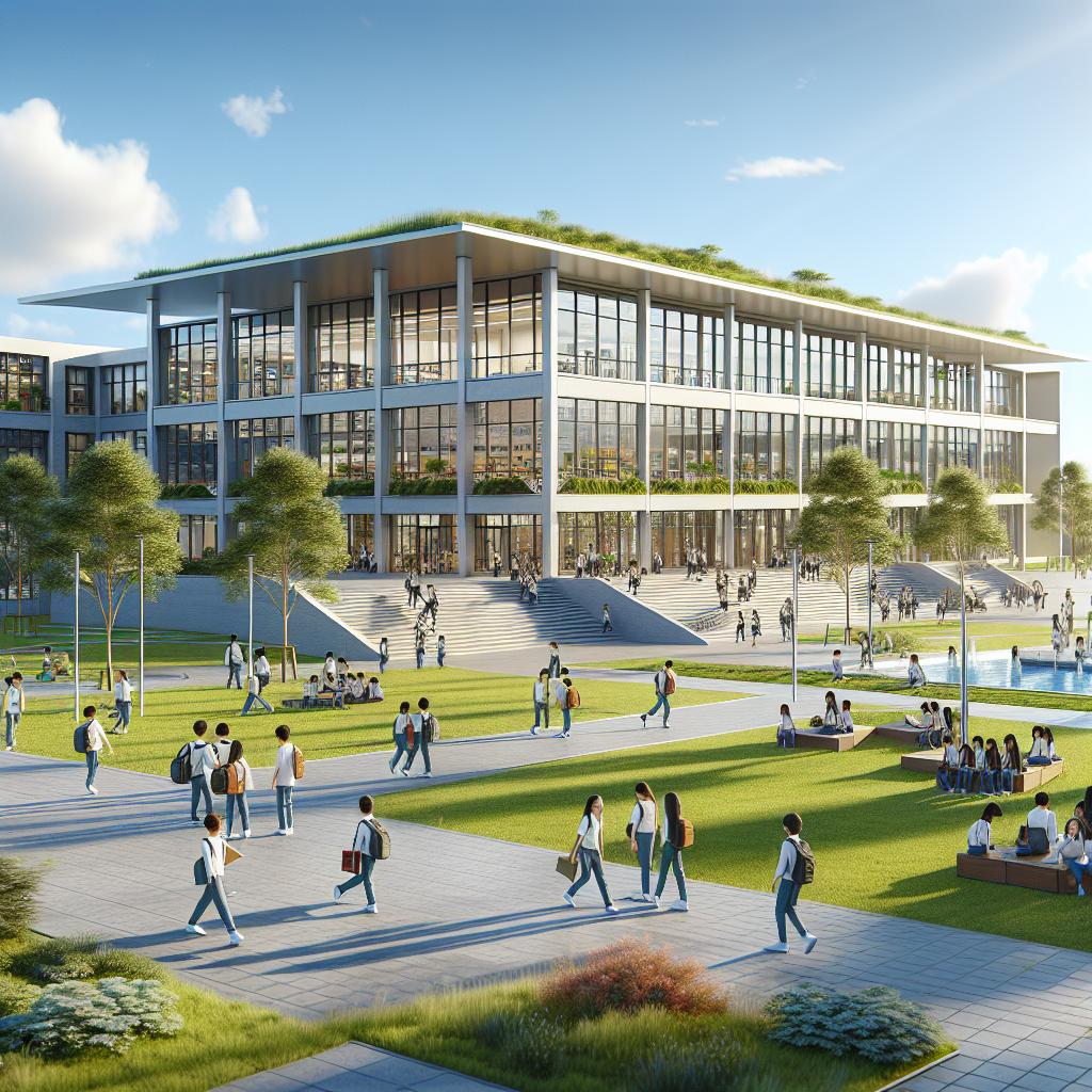 "Modern school exterior design"