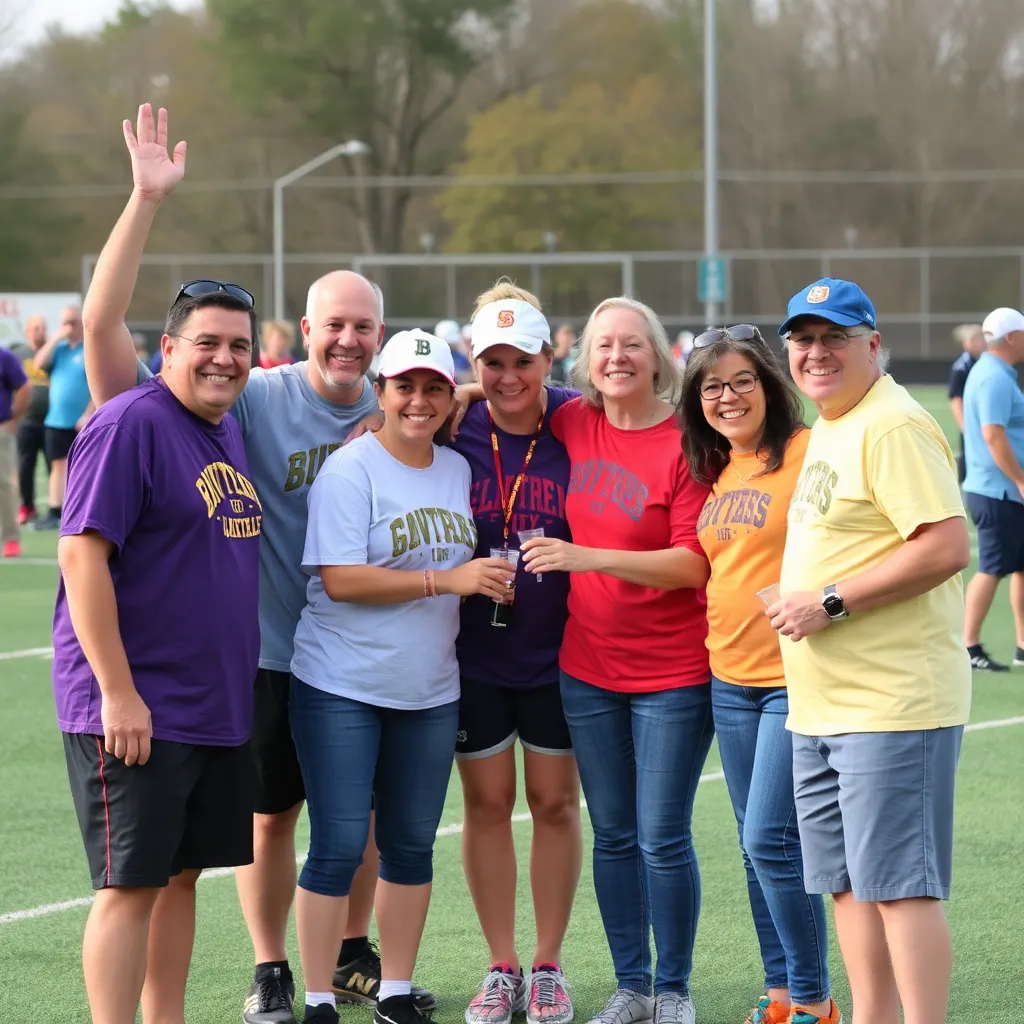 Community members celebrating sportsmanship and teamwork together.