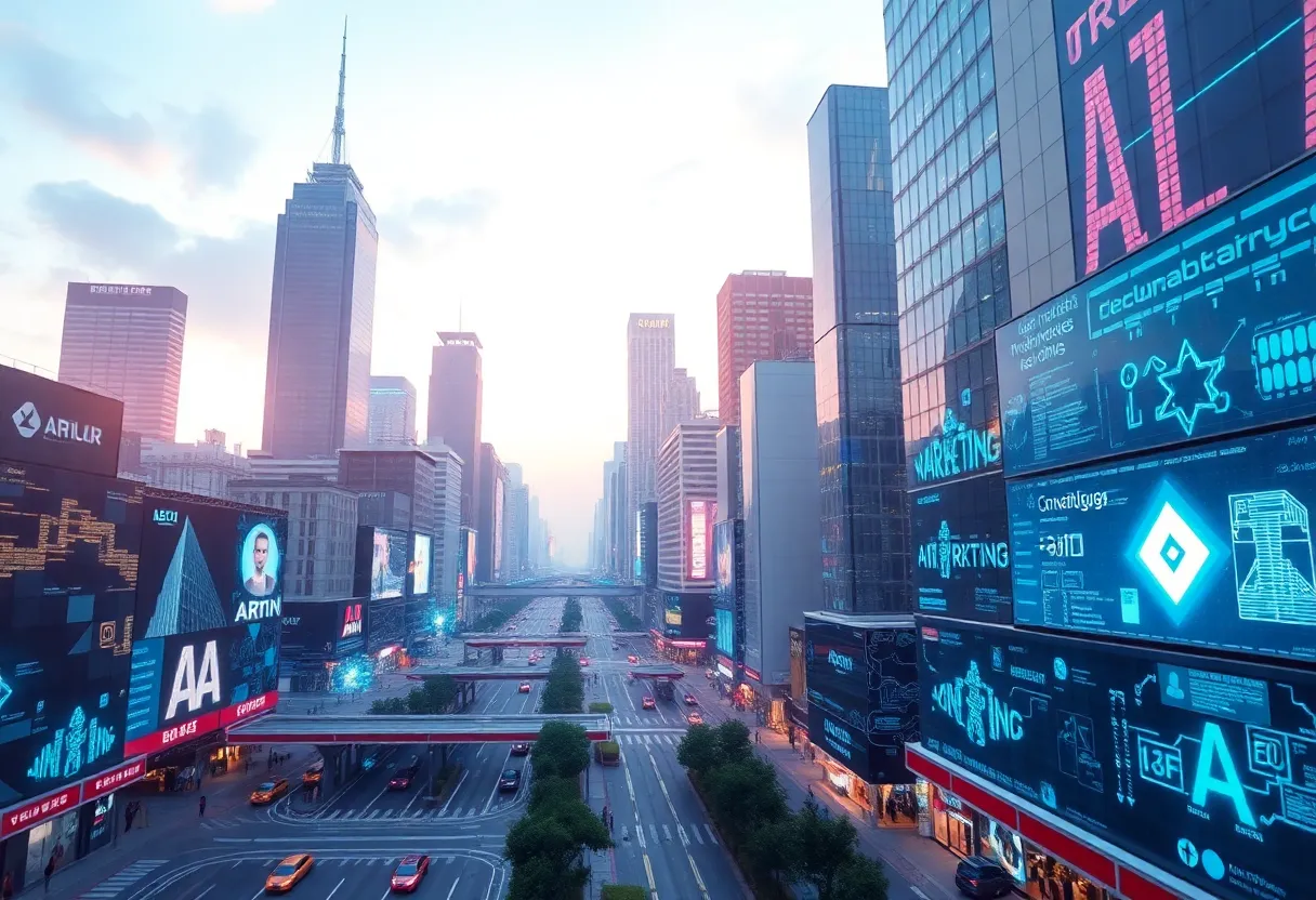 Futuristic city representing AI in Marketing