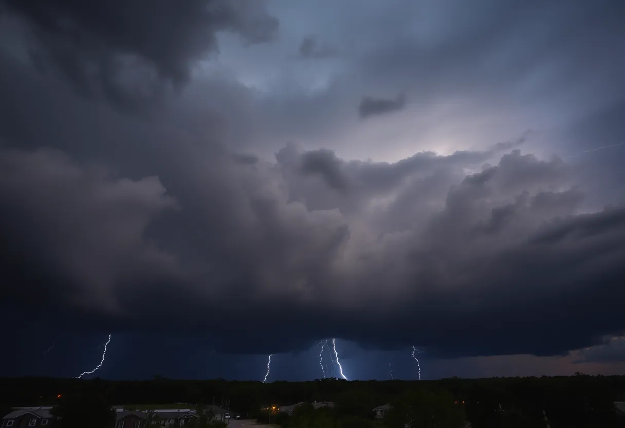 Dark storm clouds over Aiken, South Carolina
