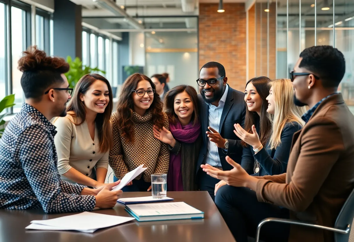 Diverse team discussing marketing strategies