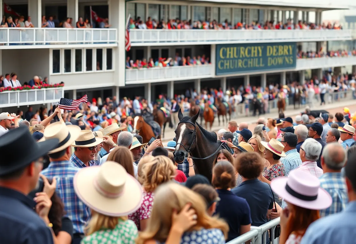 Crowd enjoying the Kentucky Derby at Churchill Downs