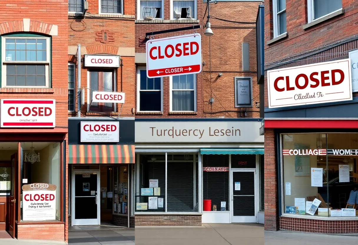 Collage of closed businesses in the Midlands area