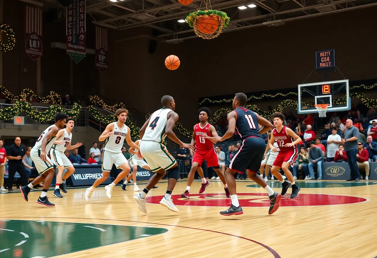 Charlotte Men's Basketball team in action during Christmas Day game