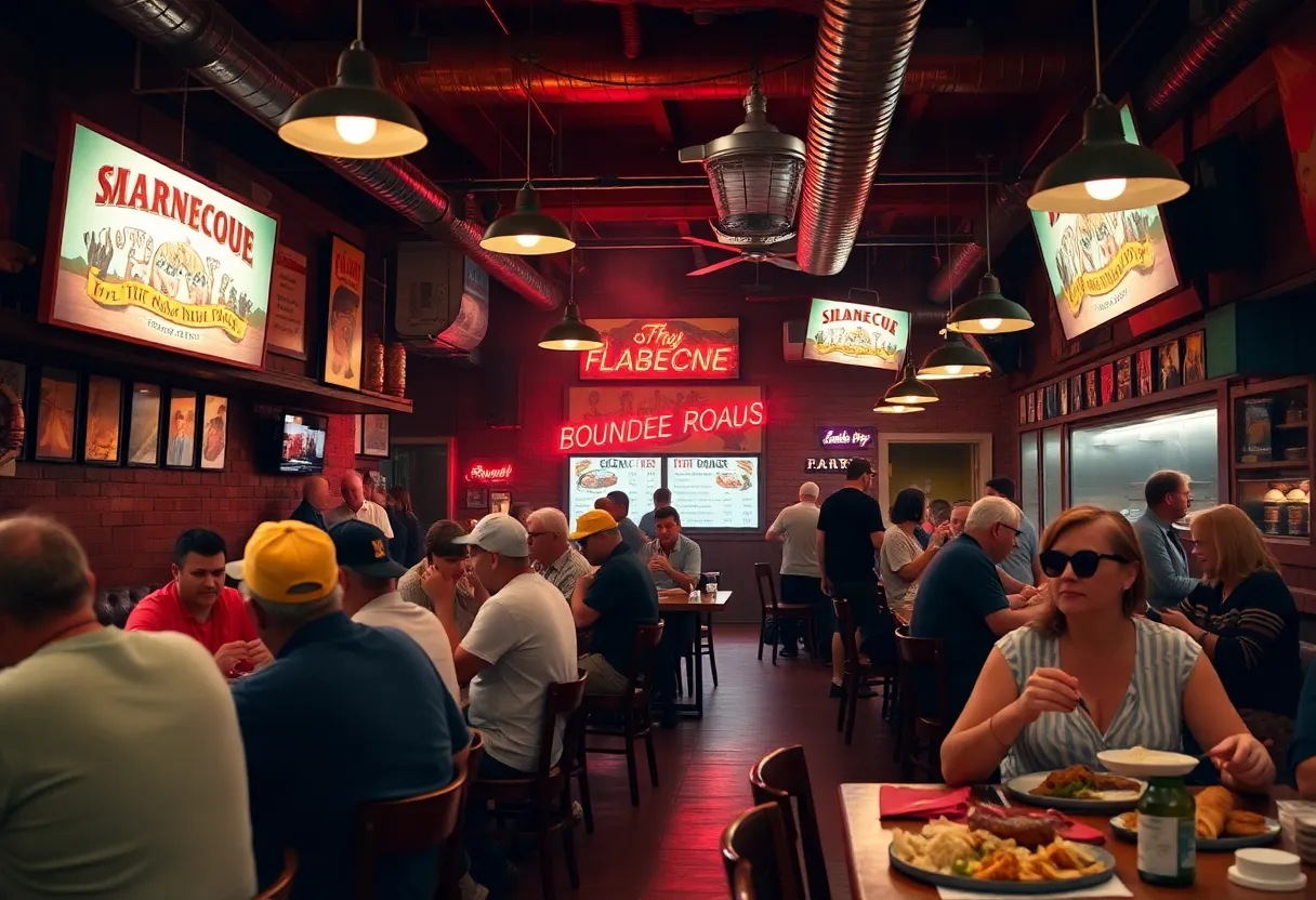 Guests enjoying barbecue at City Limits Barbeque in West Columbia