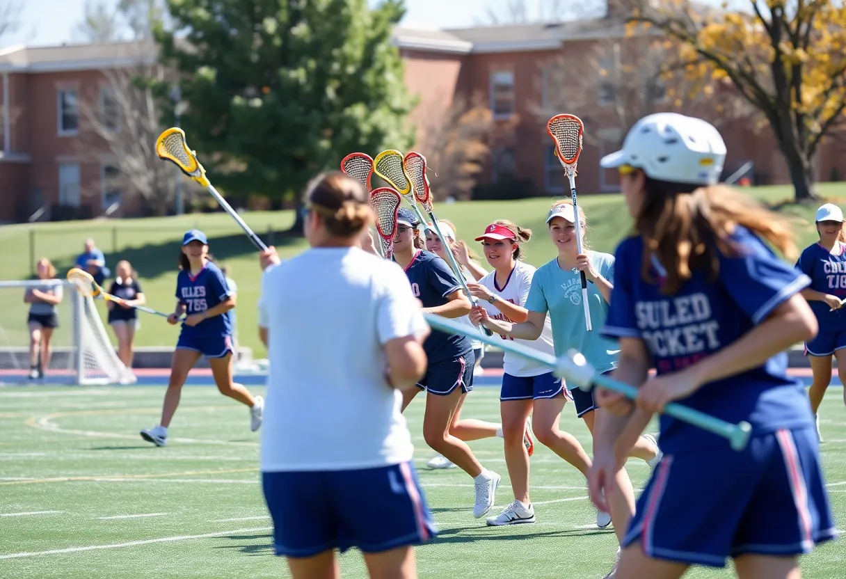 Students playing lacrosse at Columbia College