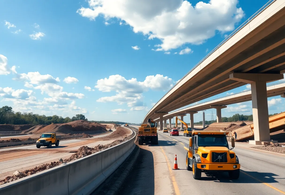 Construction workers at Malfunction Junction in Columbia, SC
