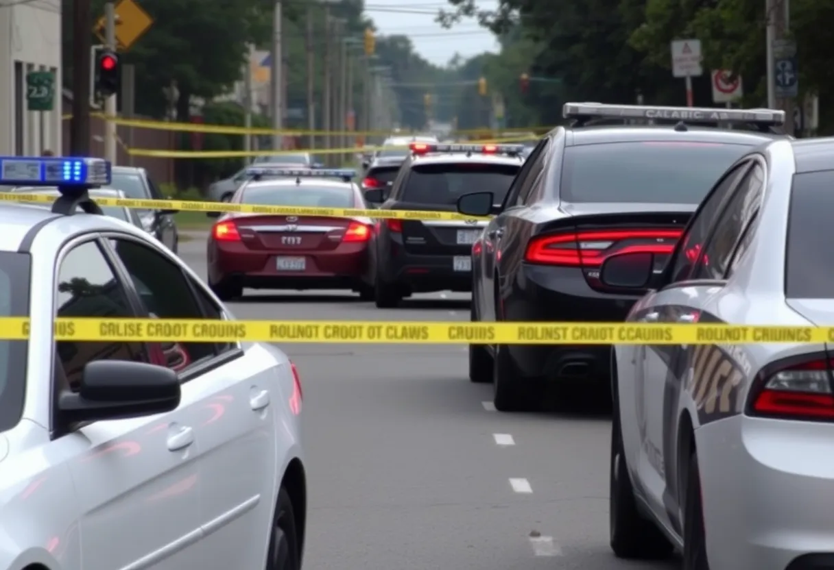 Police cars and crime scene tape in Columbia SC