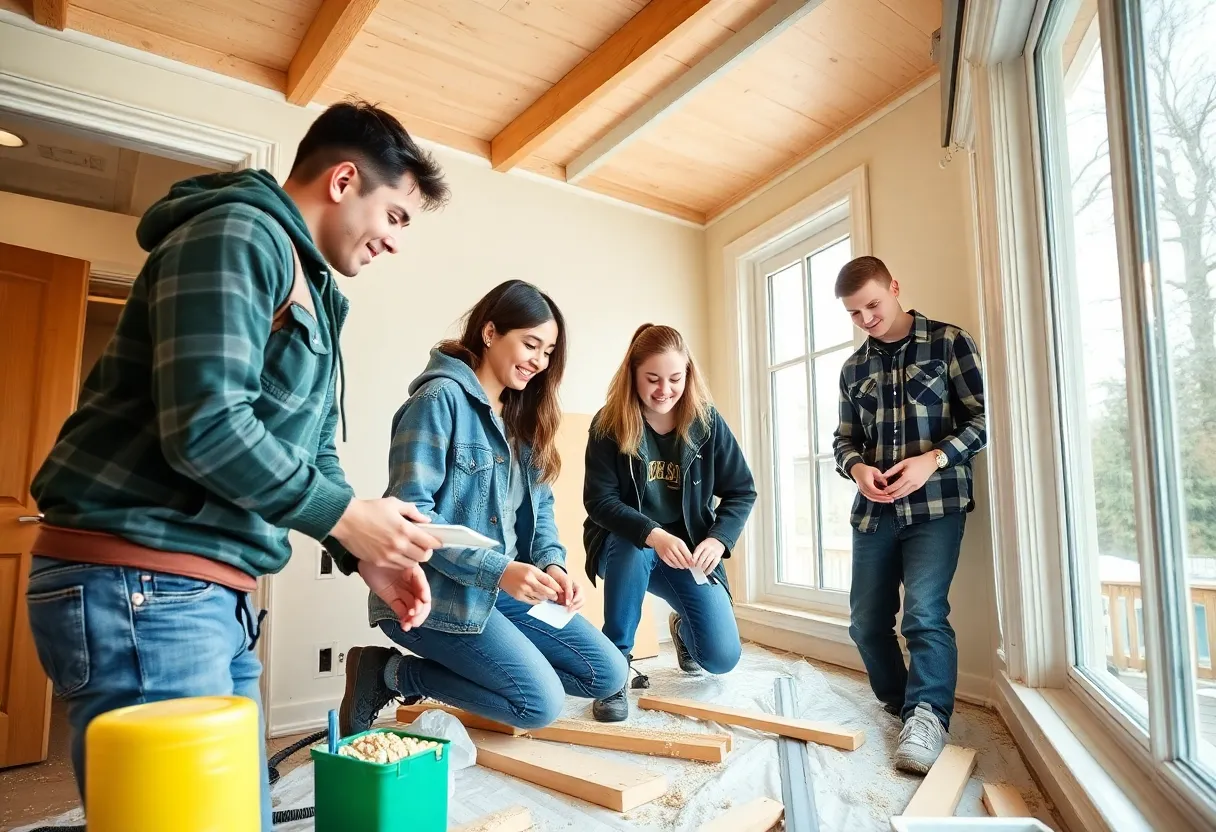 USC students collaborating on energy efficiency upgrades in homes