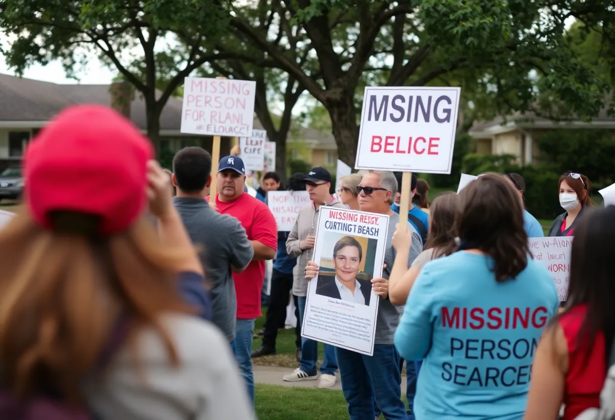 Residents gathered in a neighborhood searching for a missing teen