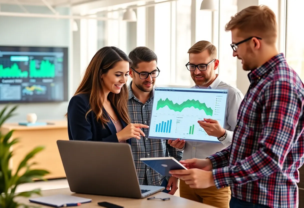 Marketing team focusing on customer experience data analysis