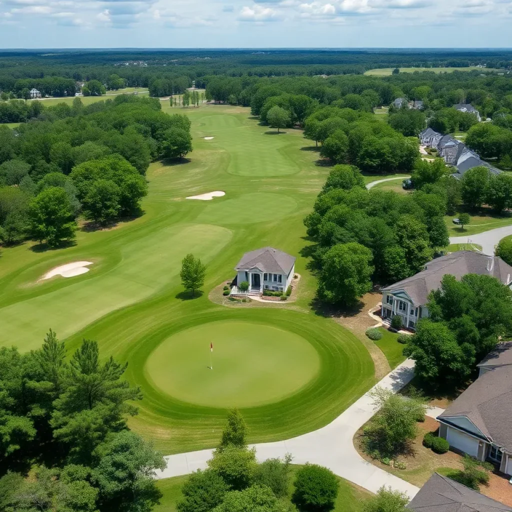 Aerial view of a golf community in Lexington South Carolina