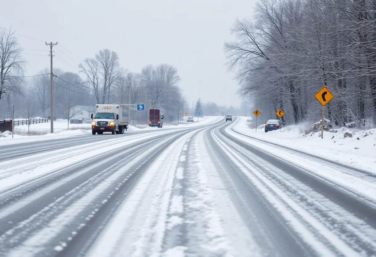 Icy and snowy roads in Lexington County