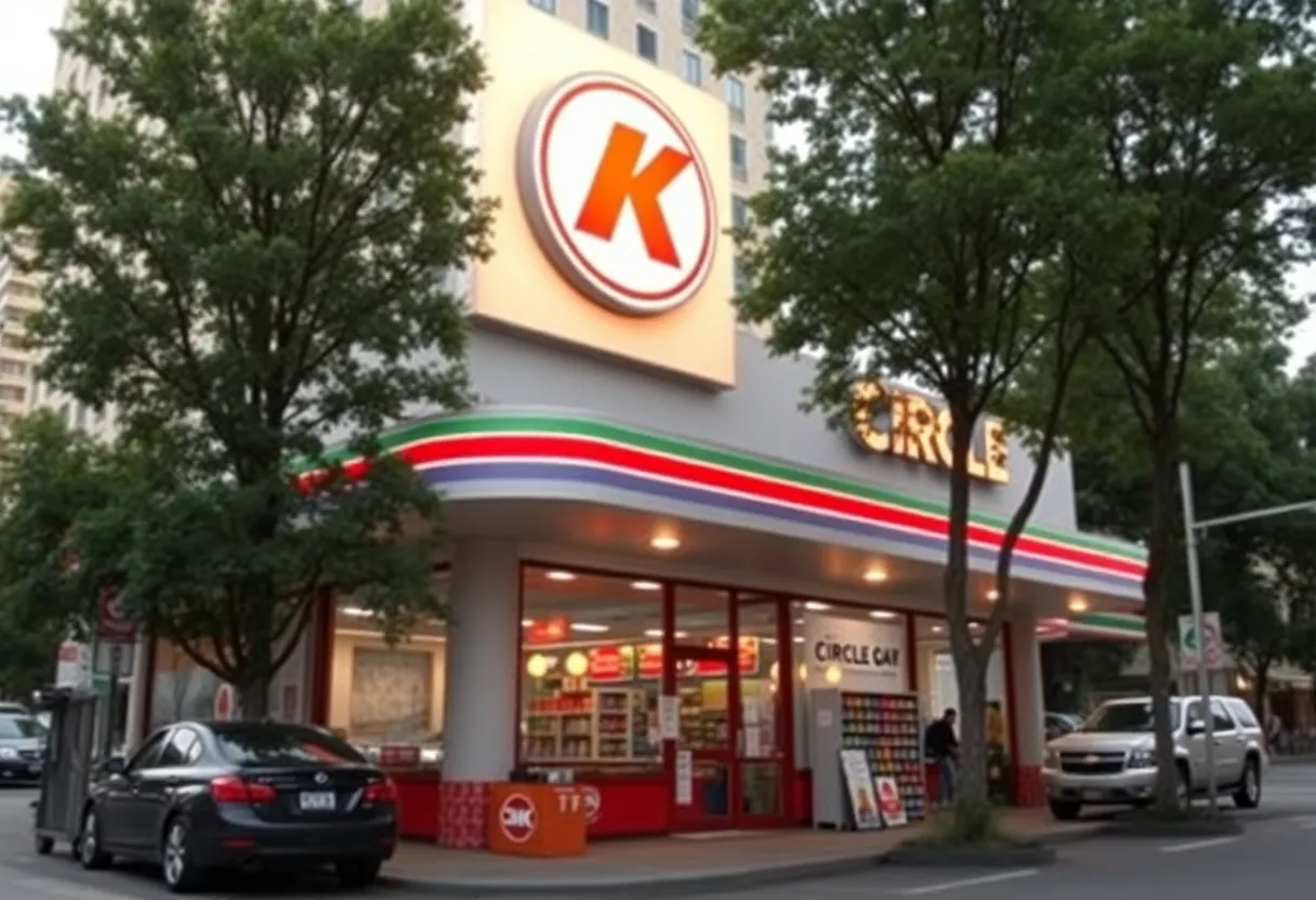 Exterior view of the new Circle K convenience store in Lexington with clear blue sky.