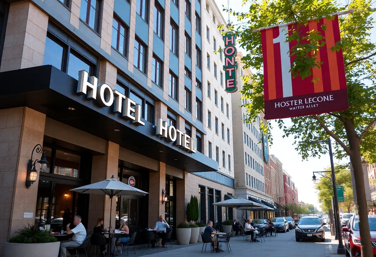 A modern hotel and restaurants in Lexington, South Carolina.