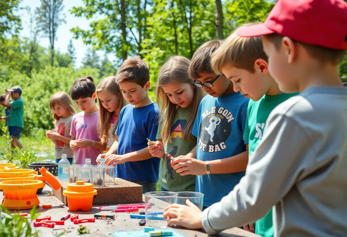 Students participating in STEM summer camp activities