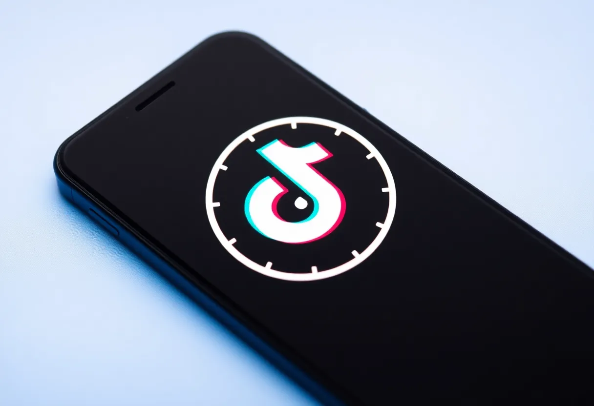 Illustration of TikTok logo with clock symbol