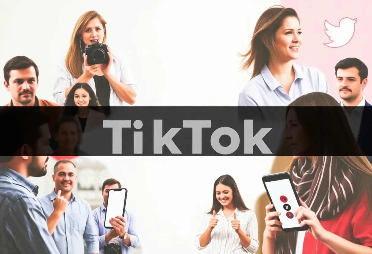 A depiction of social media dynamics with a focus on the TikTok platform and its users.
