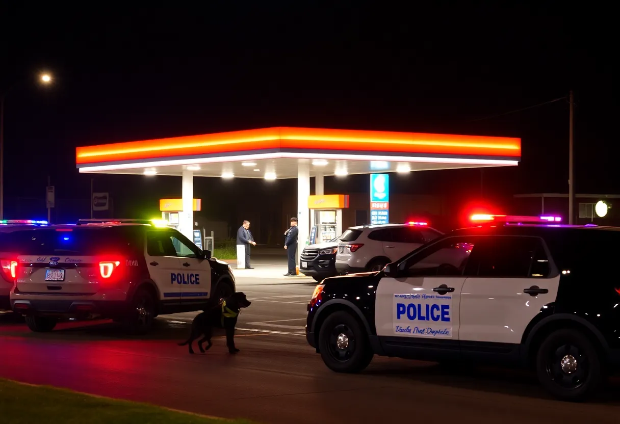 Police at the scene of an armed robbery investigation