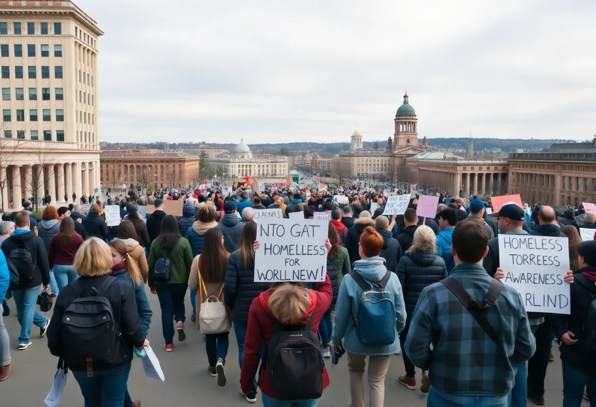 People in Columbia advocating for support for the homeless