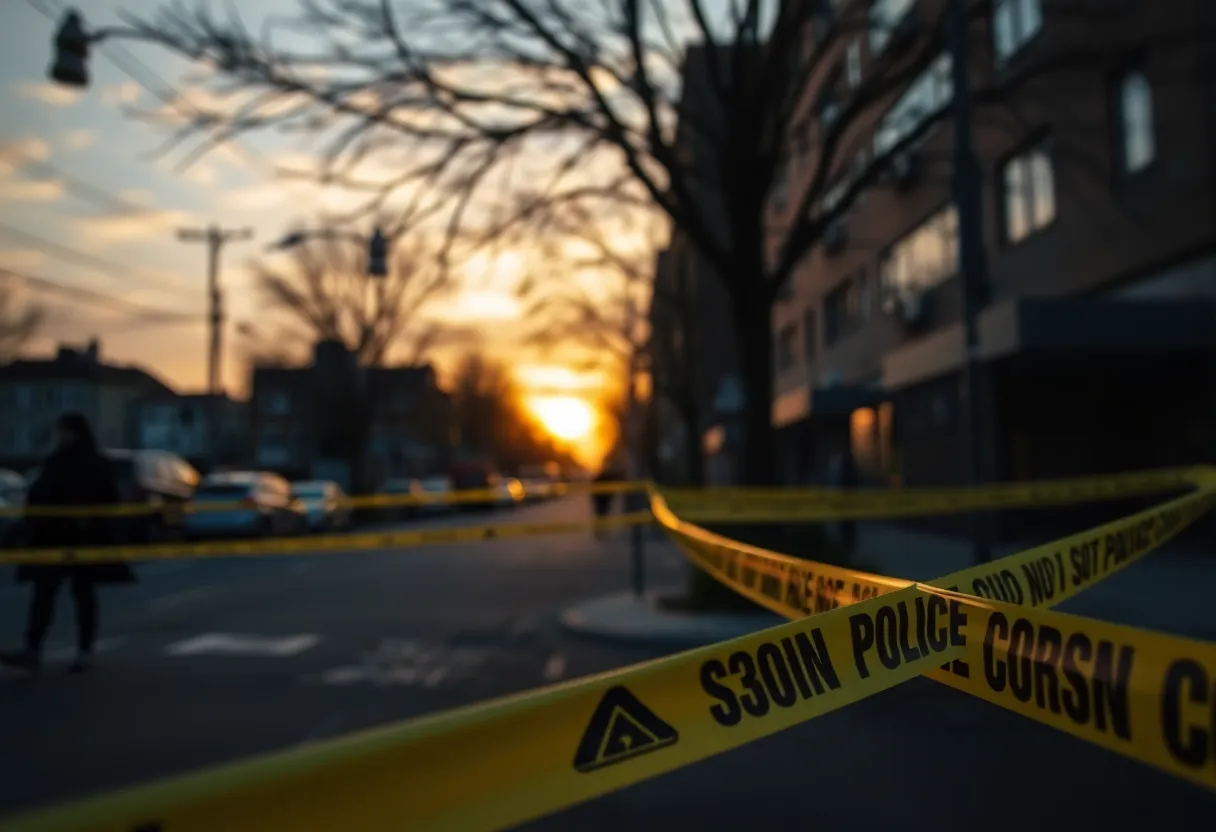 Police investigation scene in Columbia with yellow tape.