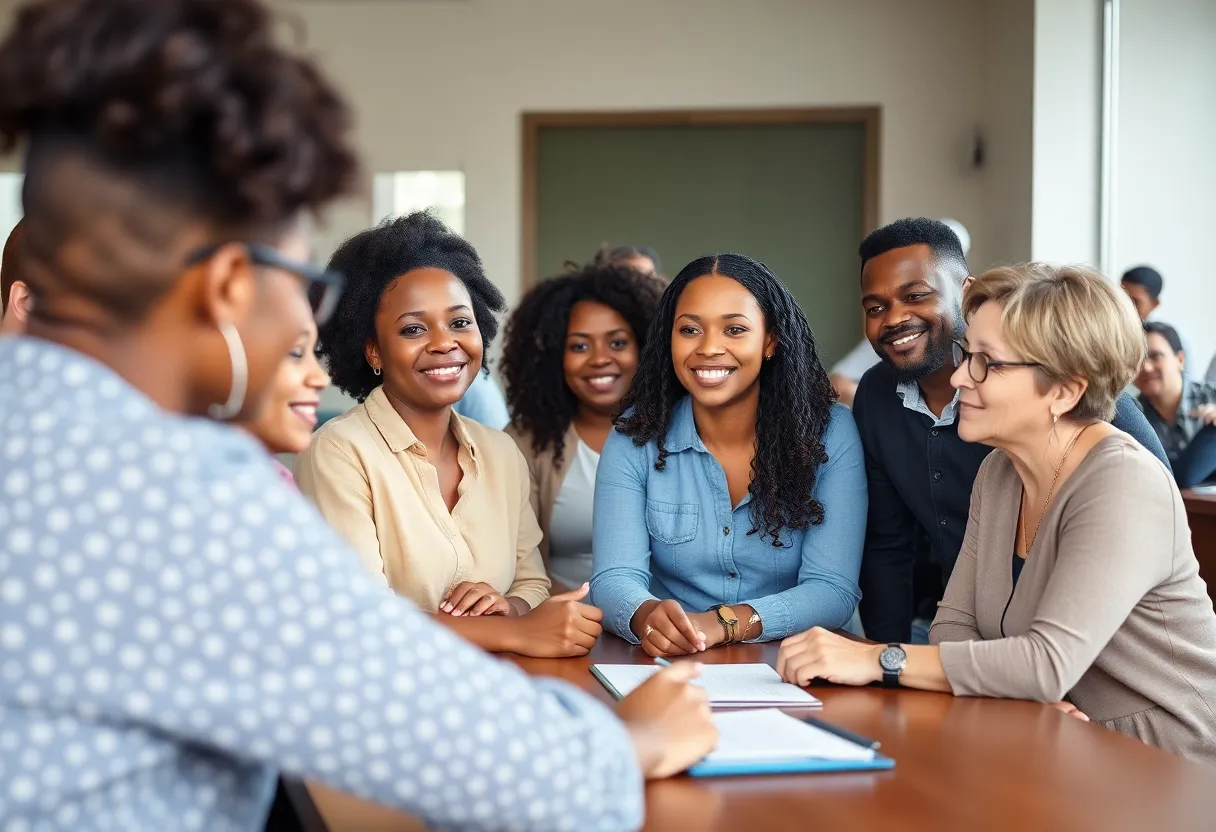Community members engaging in a meeting about local governance in Columbia SC.