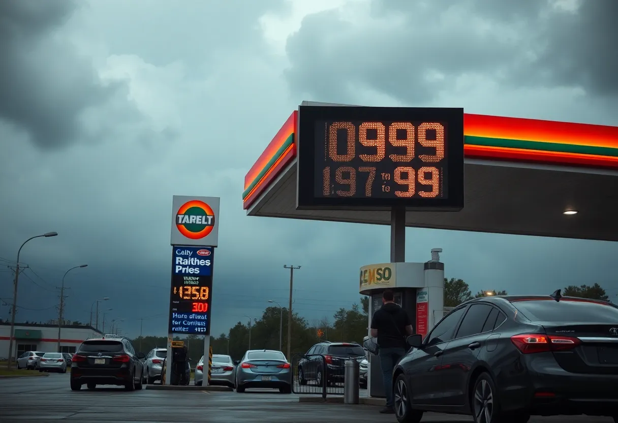 Gas station in Columbia SC showing rising prices