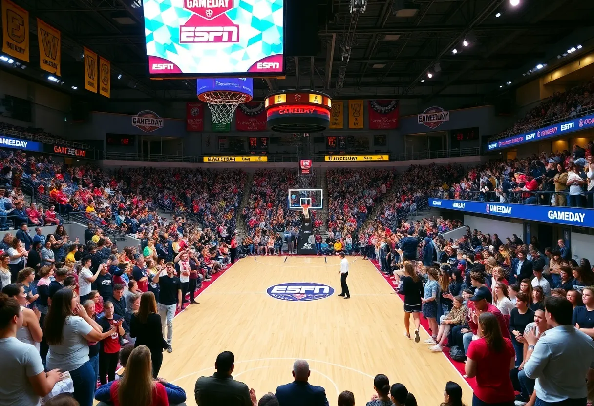Columbia basketball fans at College GameDay event