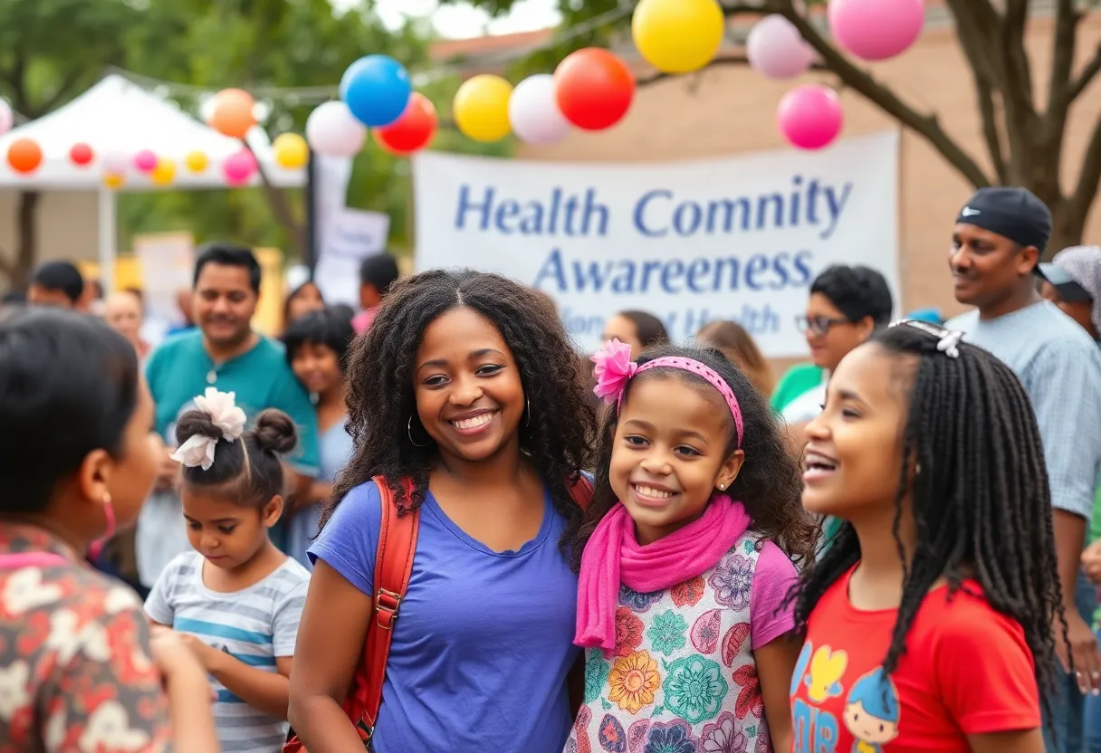 Families celebrating Multiple Sclerosis awareness in community event