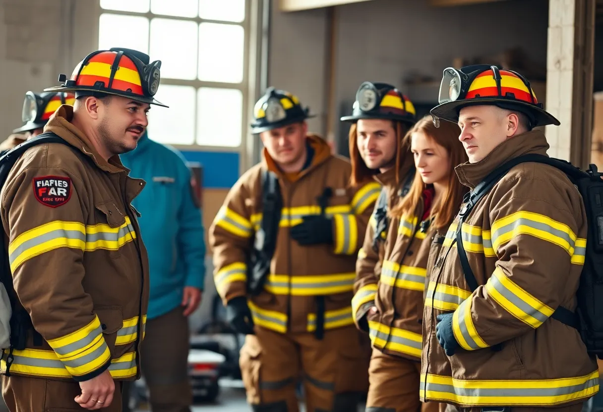 Group of firefighters showcasing teamwork and community support