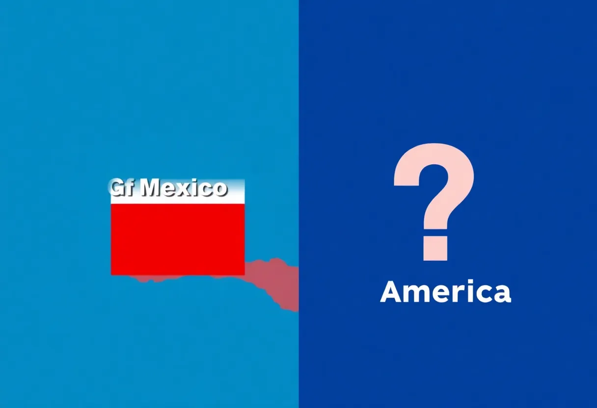 Visual representation of the Gulf of Mexico naming dispute.