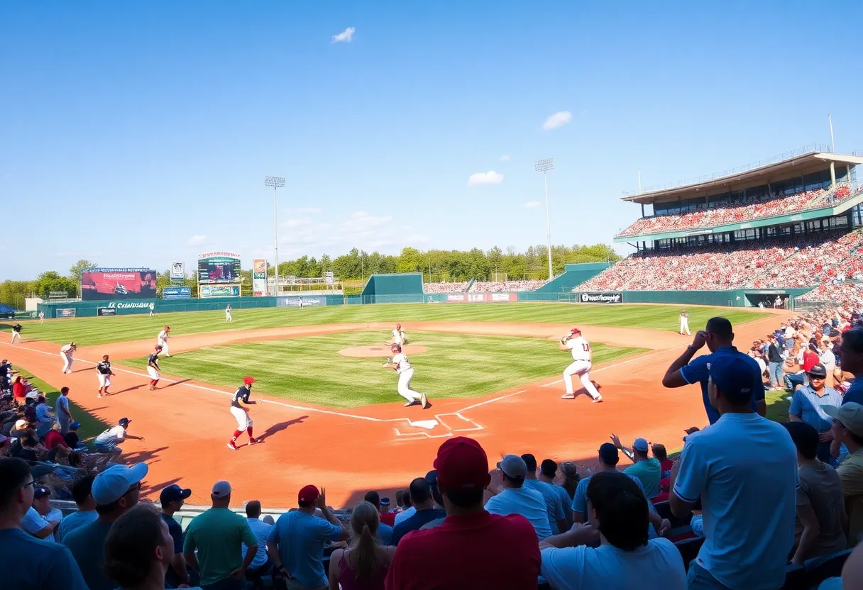 Players of Keiser University baseball team in action during a game