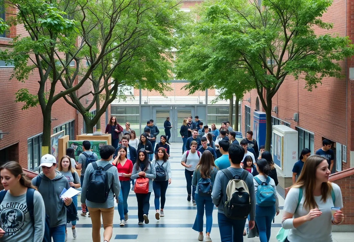 Students at Lafayette High School interacting in a vibrant learning environment