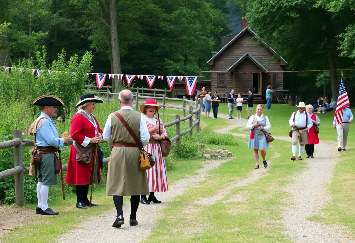 Historical celebration in Lexington County with Revolutionary War reenactors.