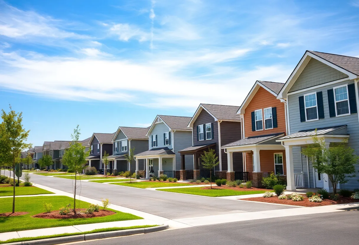 A picturesque neighborhood with modern homes in South Carolina.