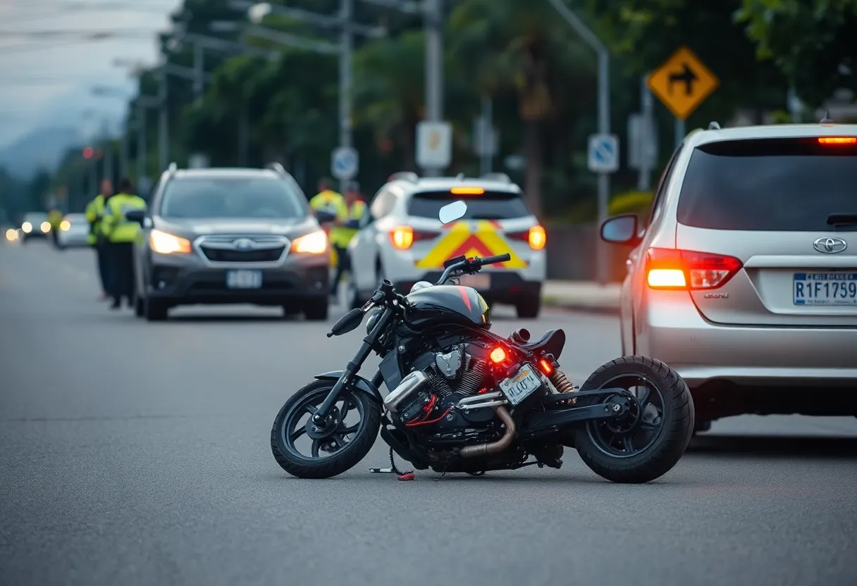 Scene of a motorcycle crash in Lexington County, South Carolina