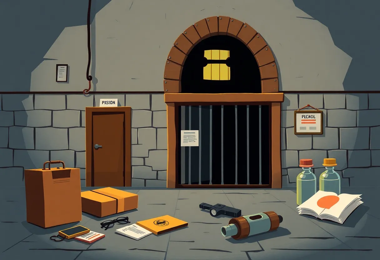 An image depicting contraband goods in a prison setting.
