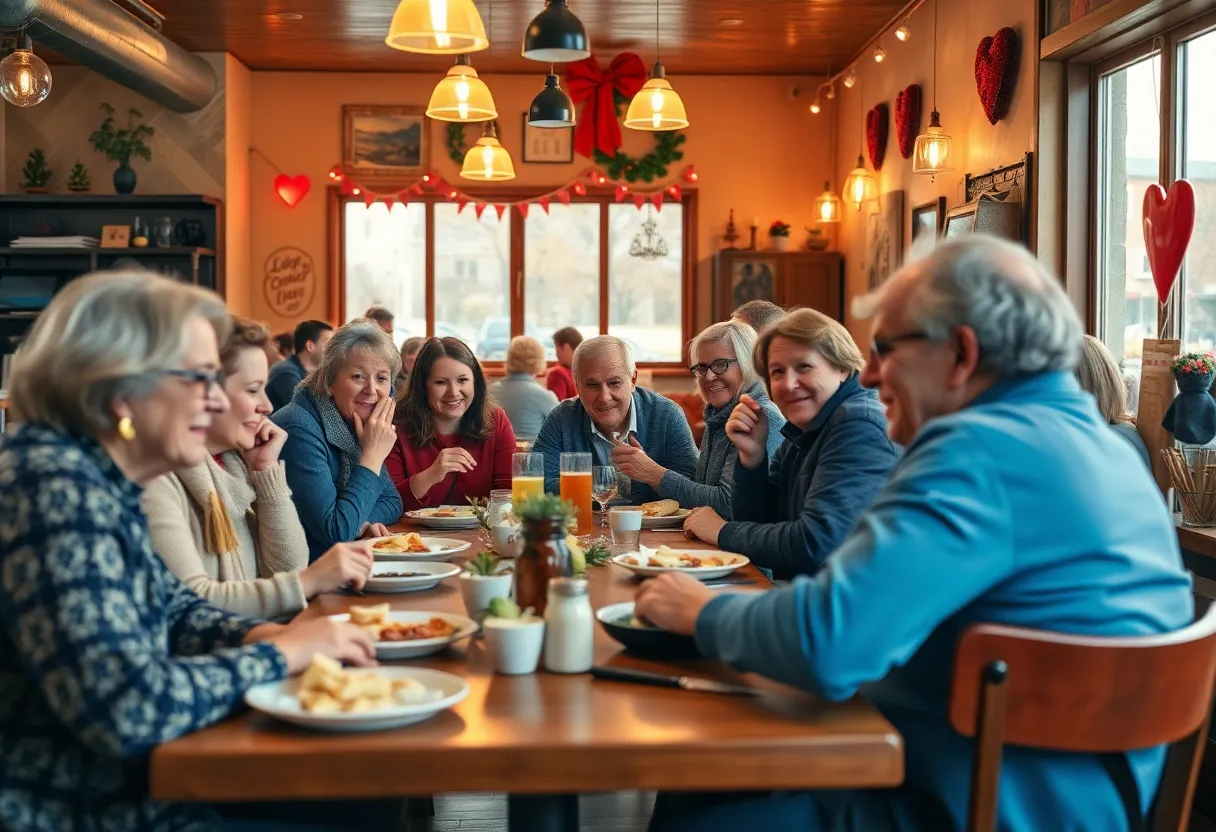 Interior view of RF's Corner Grill with customers enjoying meals