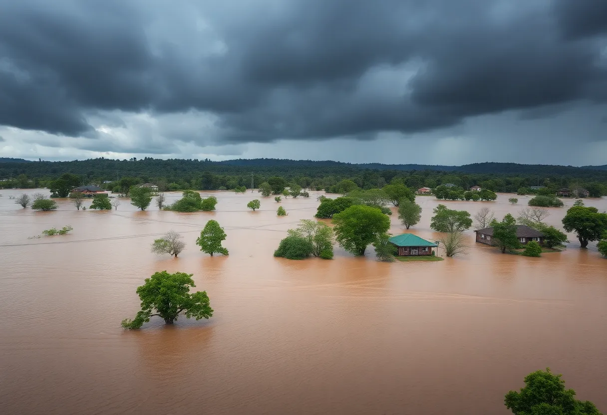 Flooding in the eastern United States caused by a severe storm.