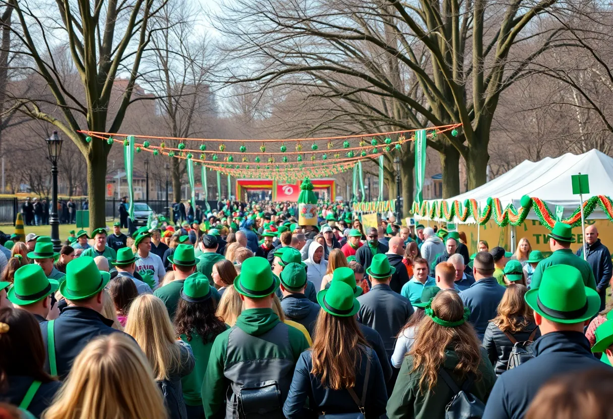 Crowd celebrating at St. Patrick's Day Festival in Columbia