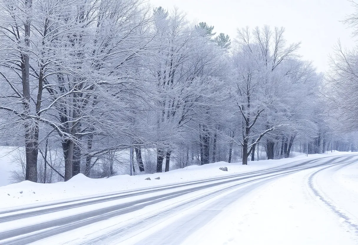 Snow-covered landscape in Columbia, SC
