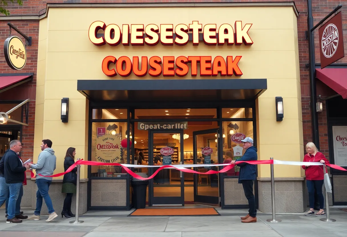 Exterior view of Big Dave’s Cheesesteaks during the grand opening celebration.
