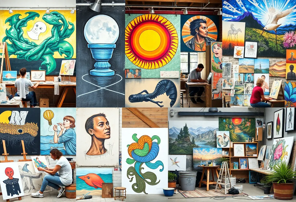 Art enthusiasts at Columbia Open Studios exploring artist studios