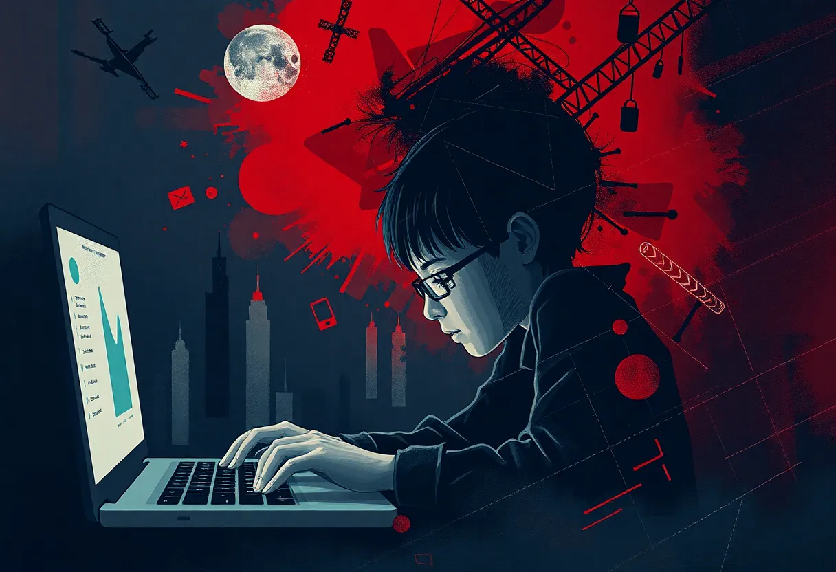 Illustration representing dangers of online child exploitation